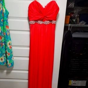 City triangle bright orange long evening gown